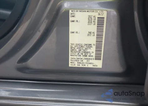 2017 Nissan Altima 2.5 Sl from USA, damaged, VIN 1N4AL3AP2HC288869